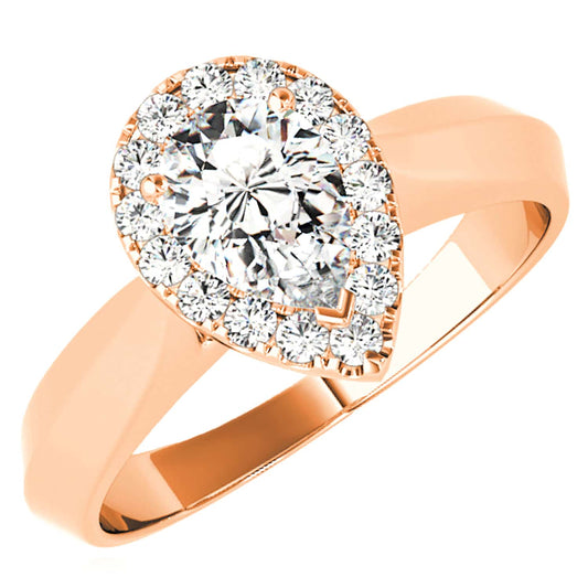 1.10CTW Lab-Grown Diamond 18K Rose Gold Pear-Shaped Engagement Ring