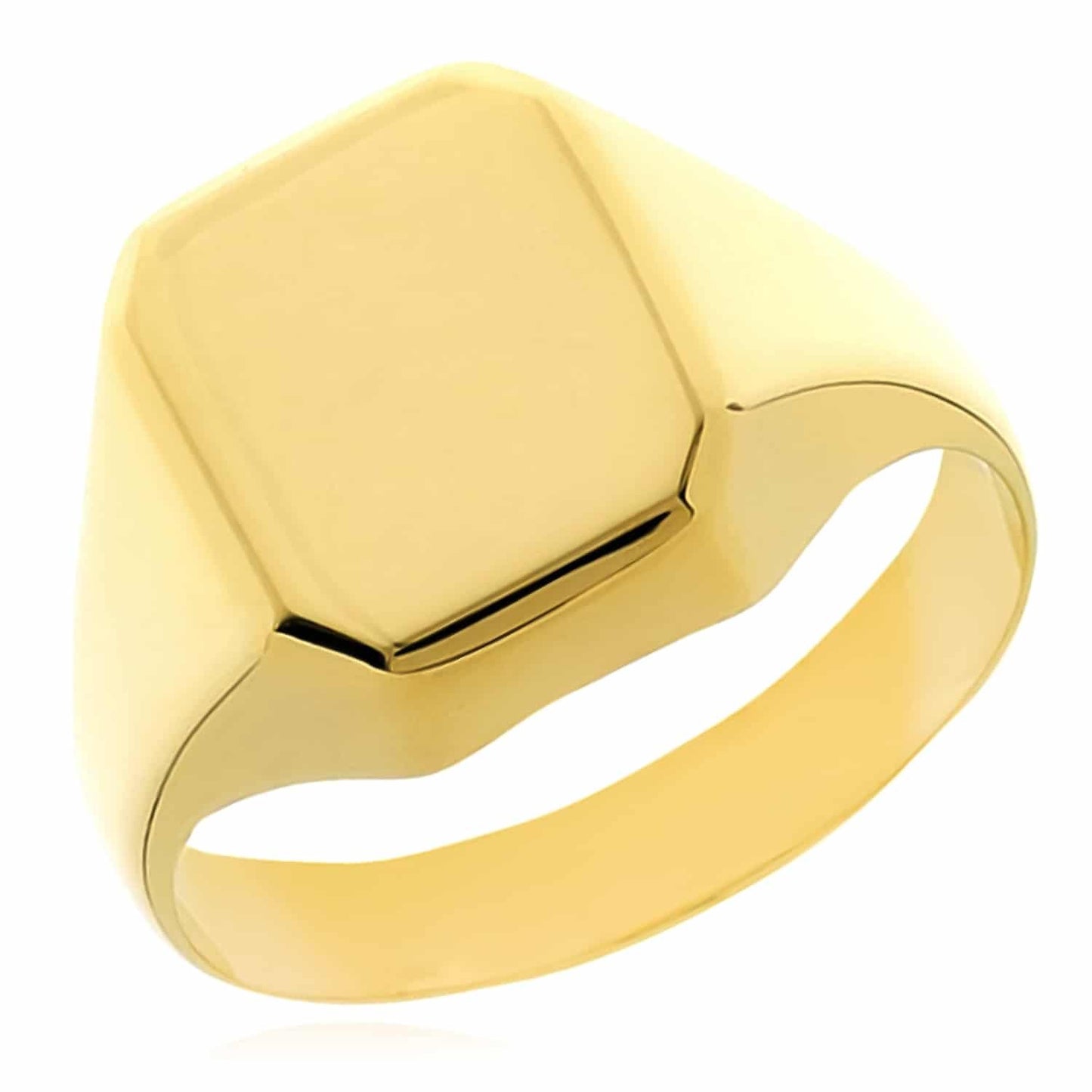 Engravable 14K Real Gold Personalized Rectangular Signet Ring