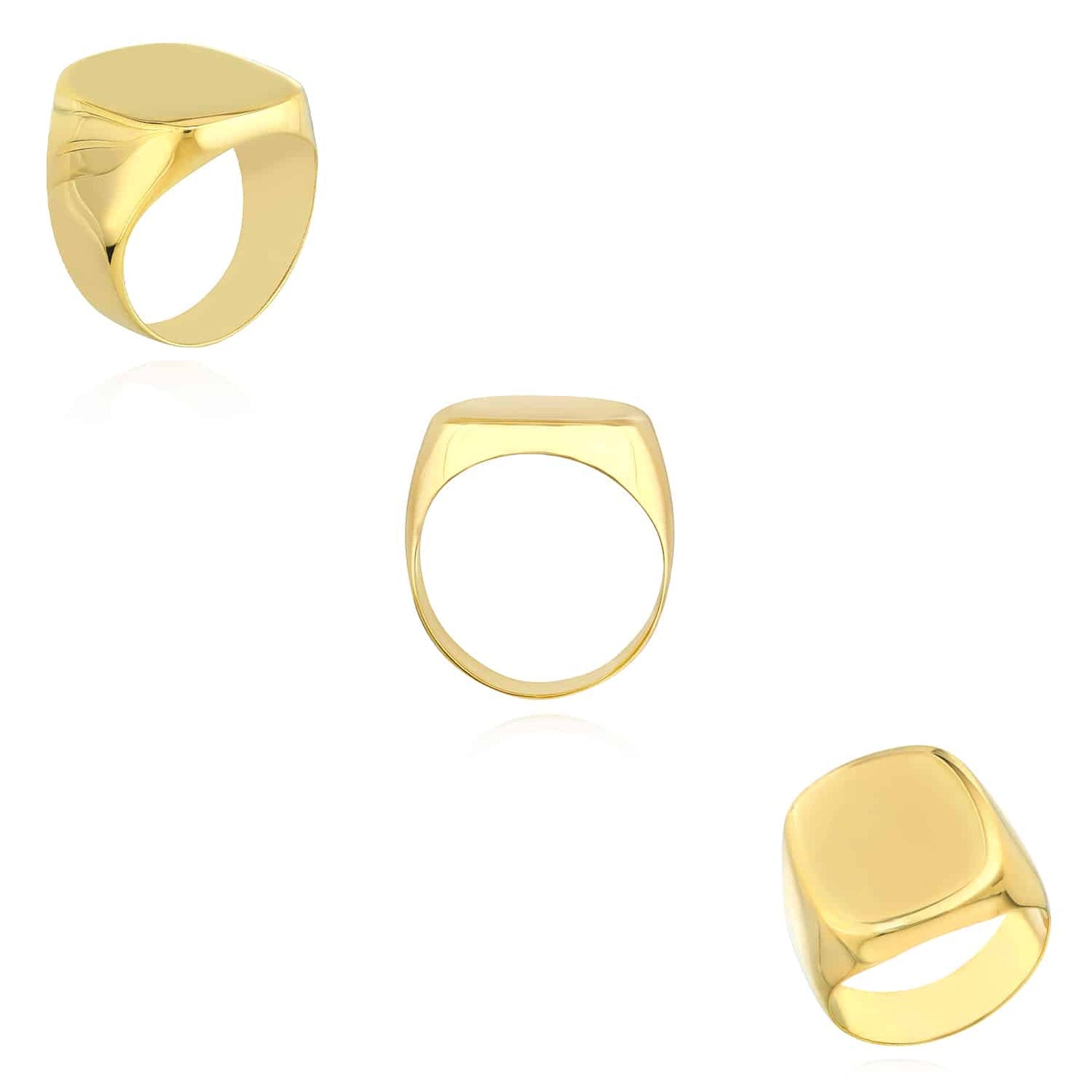 Engravable 14K Real Gold Personalized Soft Round Edges Rectangular Signet Ring