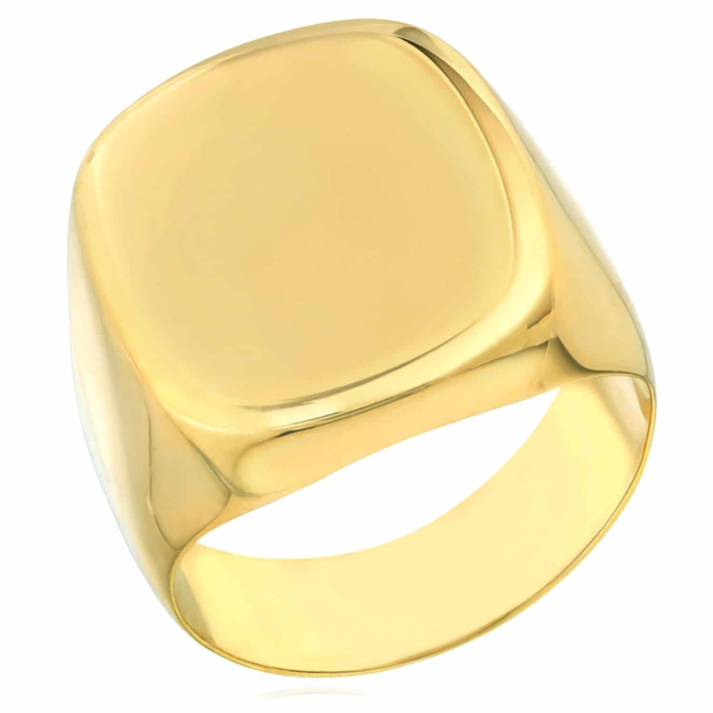Engravable 14K Real Gold Personalized Soft Round Edges Rectangular Signet Ring