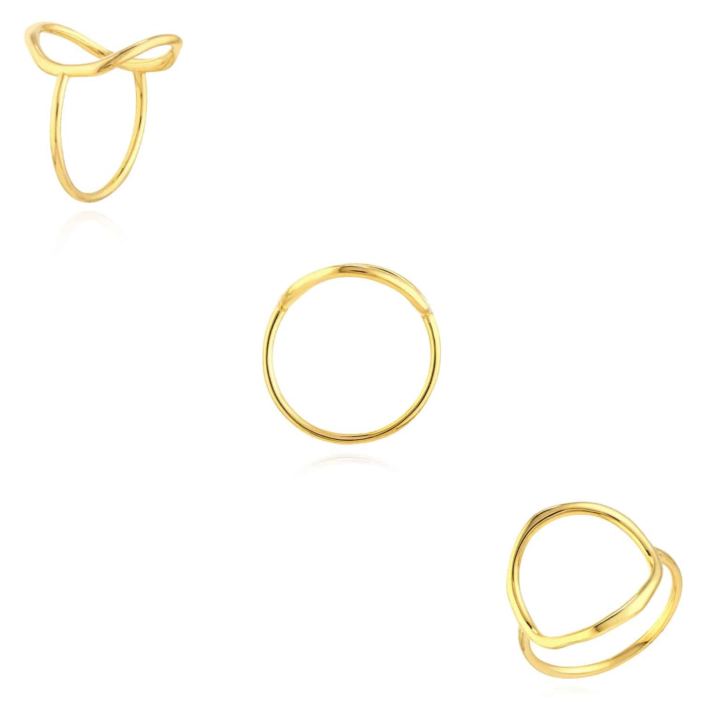14K Real Gold Open Circle Band Lightweight Stackable Ring