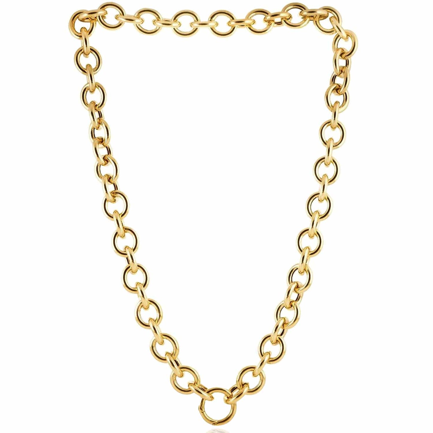 Solid 14K Real Gold 11.6mm Round Chain Necklace 18"