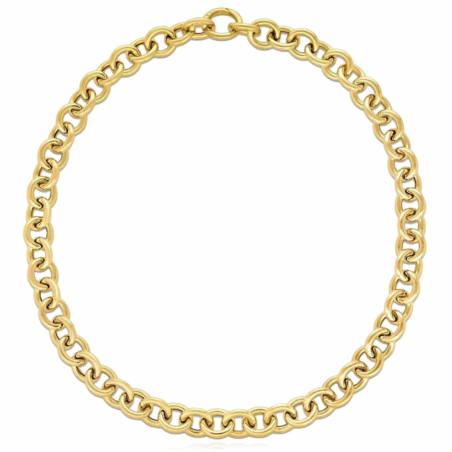 Solid 14K Real Gold 11.6mm Round Chain Necklace 18"