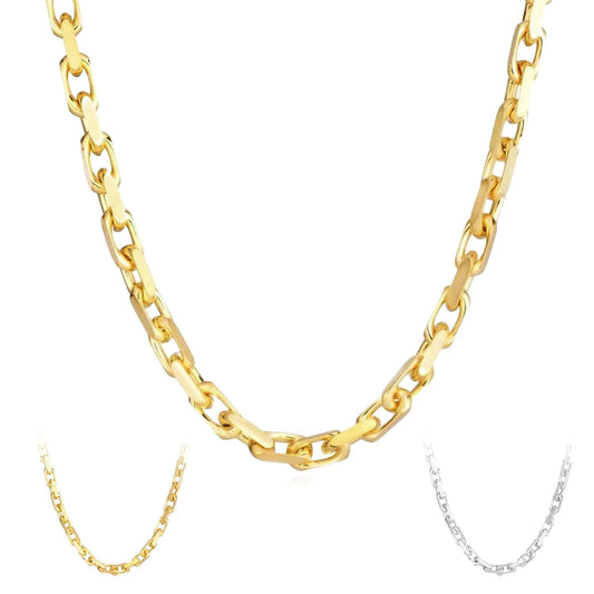 14K Yellow White Gold 4.8mm Luxe Cable Chain (Solid Links) 20"-26"