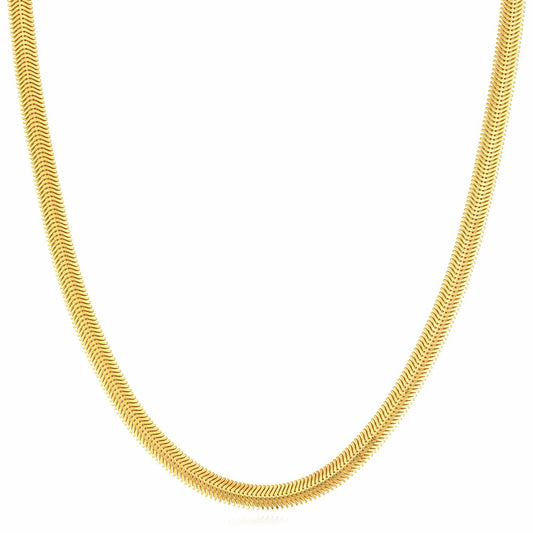 14K Yellow Gold 6.4mm Snake Necklace (Solid Links) 16"-18"