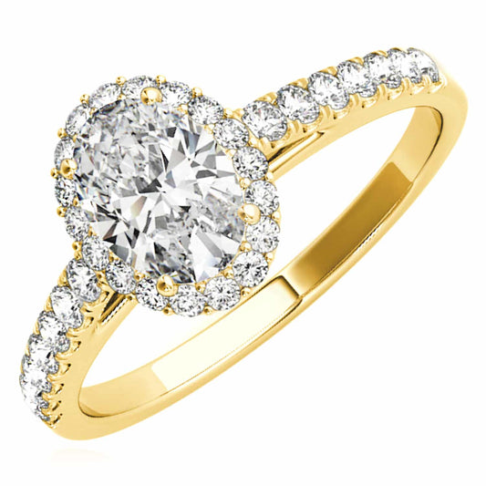 3.45CTW Lab-Grown Diamond & Natural Diamond 18K Yellow Gold Oval Ring