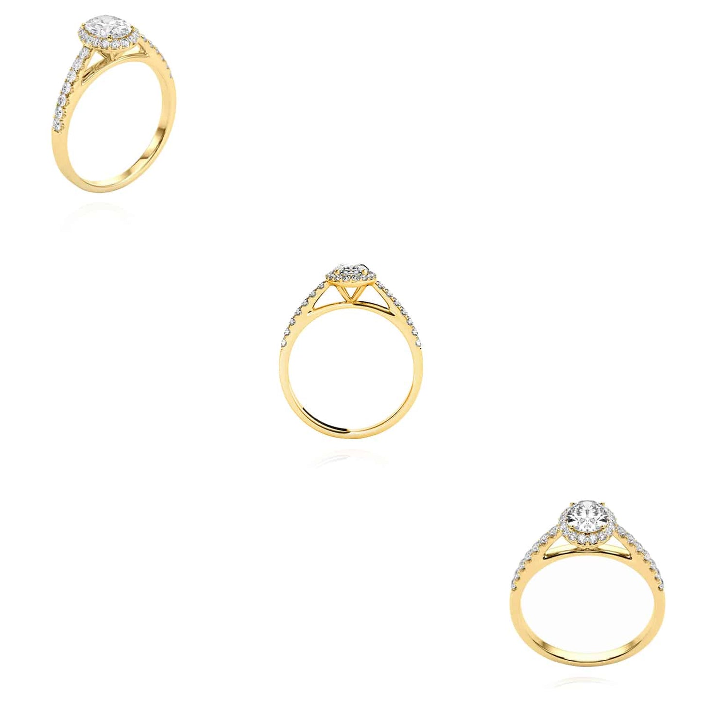 3.45CTW Real Diamond Sapphire 18K Gold Yellow Oval Engagement Ring