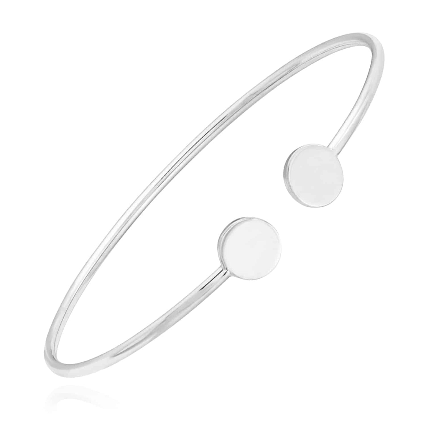 14K Real Gold Yellow White Gold Disc Cuff Bangle Bracelet