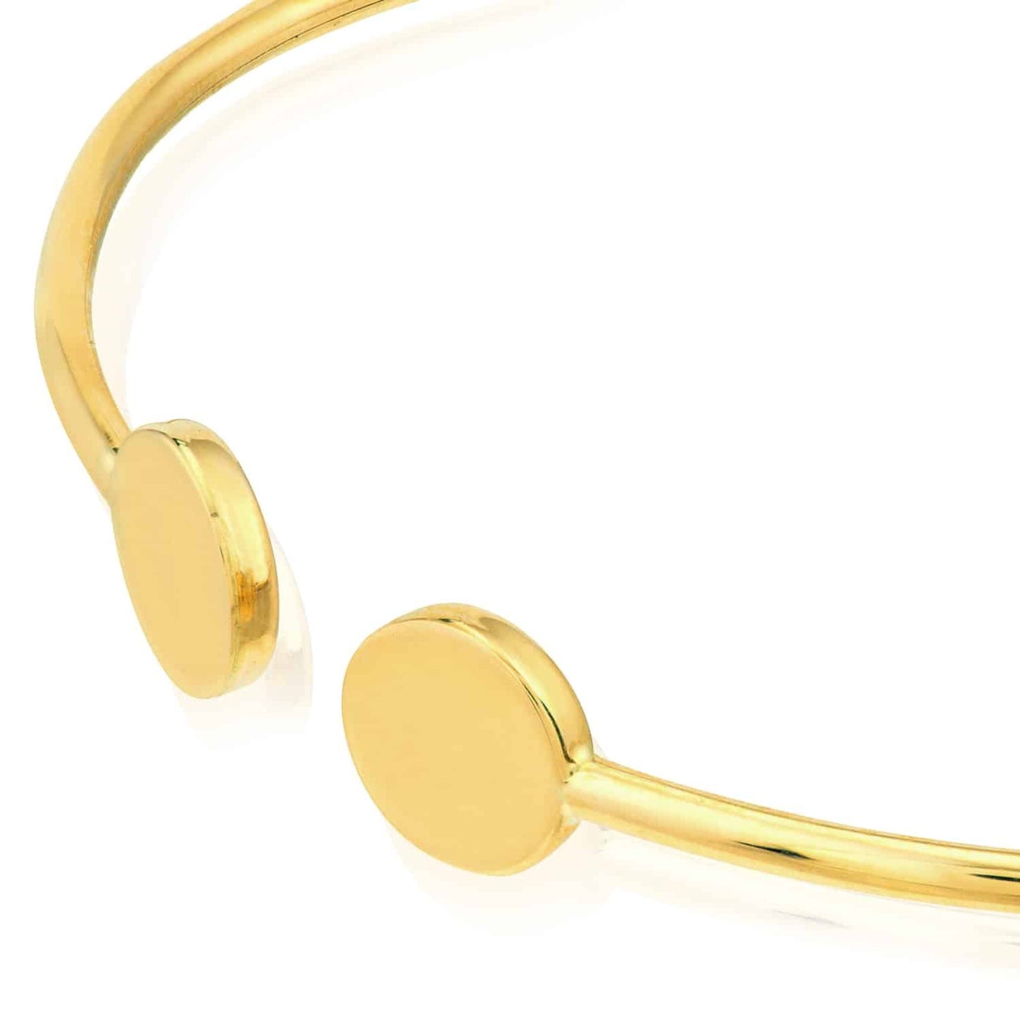 14K Real Gold Yellow White Gold Disc Cuff Bangle Bracelet