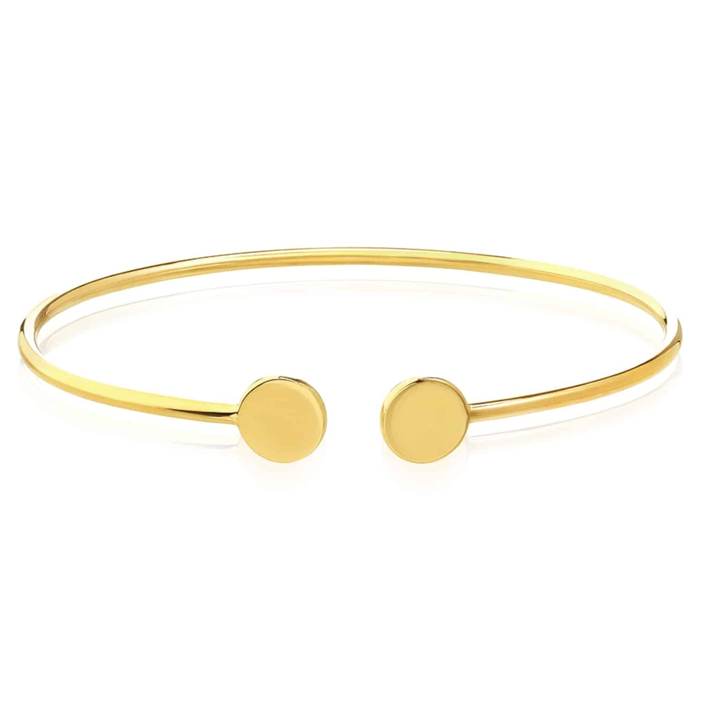 14K Real Gold Yellow White Gold Disc Cuff Bangle Bracelet