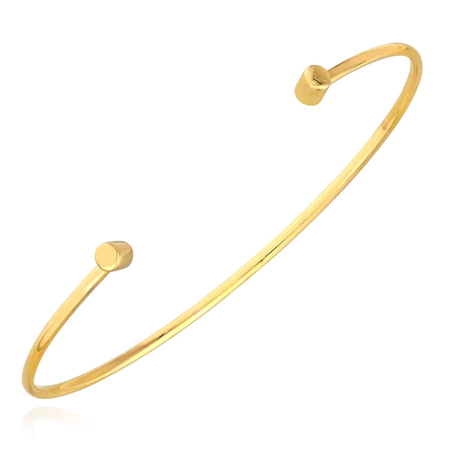 14K Real Gold Yellow White Rose Slim Round Cuff Bangle Bracelet