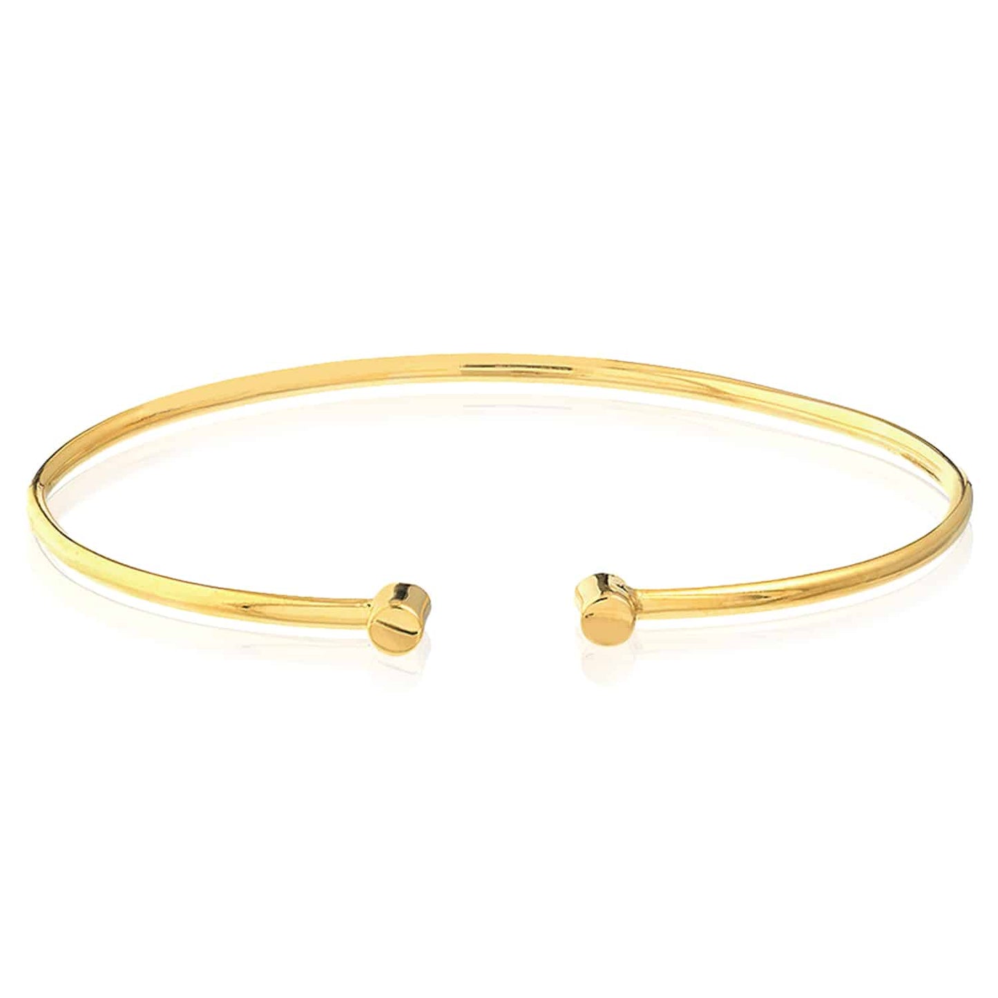 14K Real Gold Yellow White Rose Slim Round Cuff Bangle Bracelet