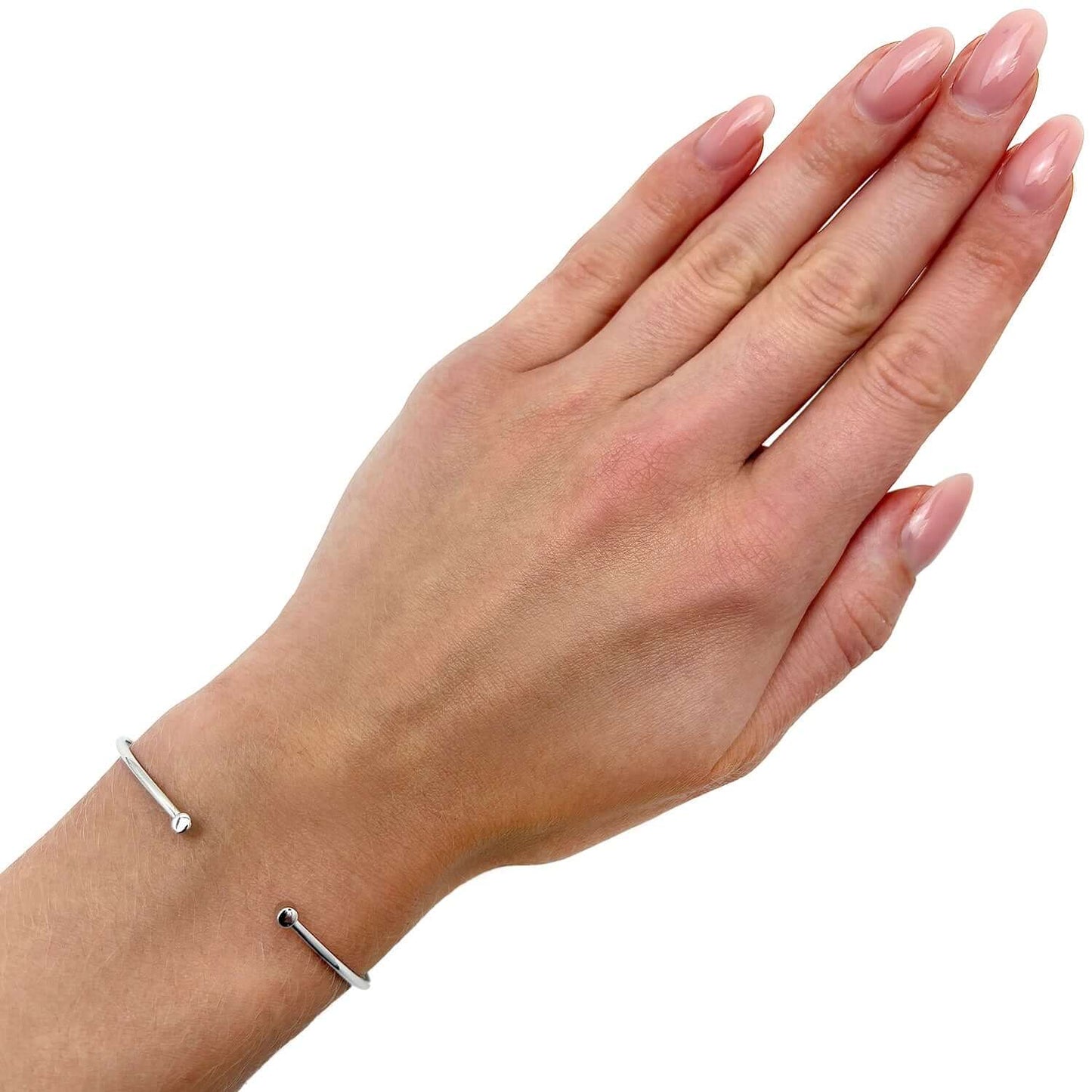14K Gold Yellow White Rose Slim Round Cuff Bangle Bracelet