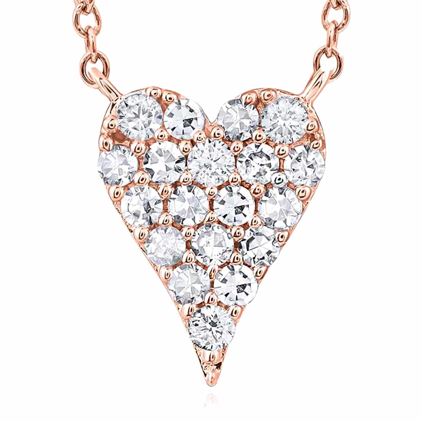 0.10CTW Natural Diamond 10K Gold Yellow White Rose Heart 18" Necklace