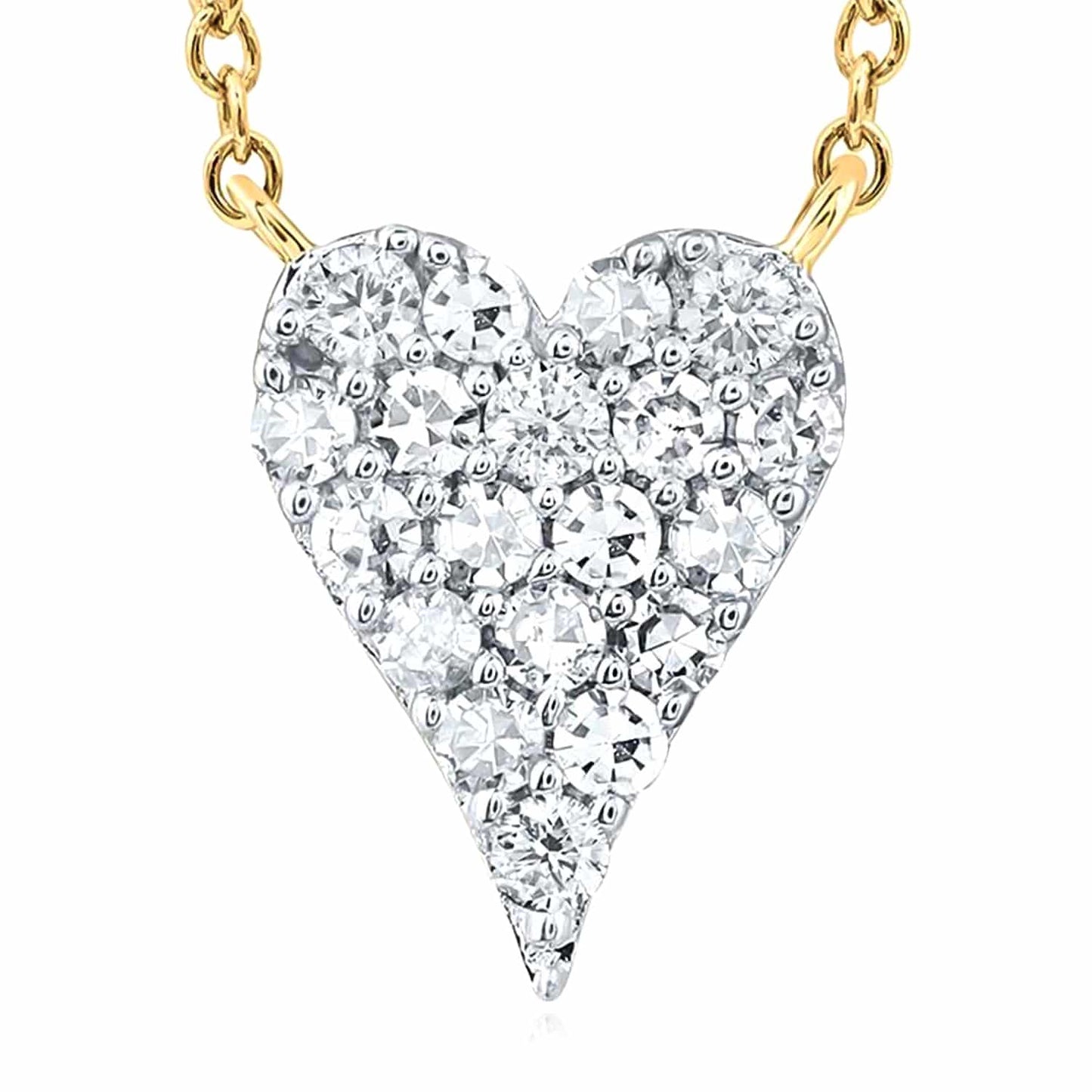 0.10CTW Natural Diamond 10K Gold Yellow White Rose Heart 18" Necklace