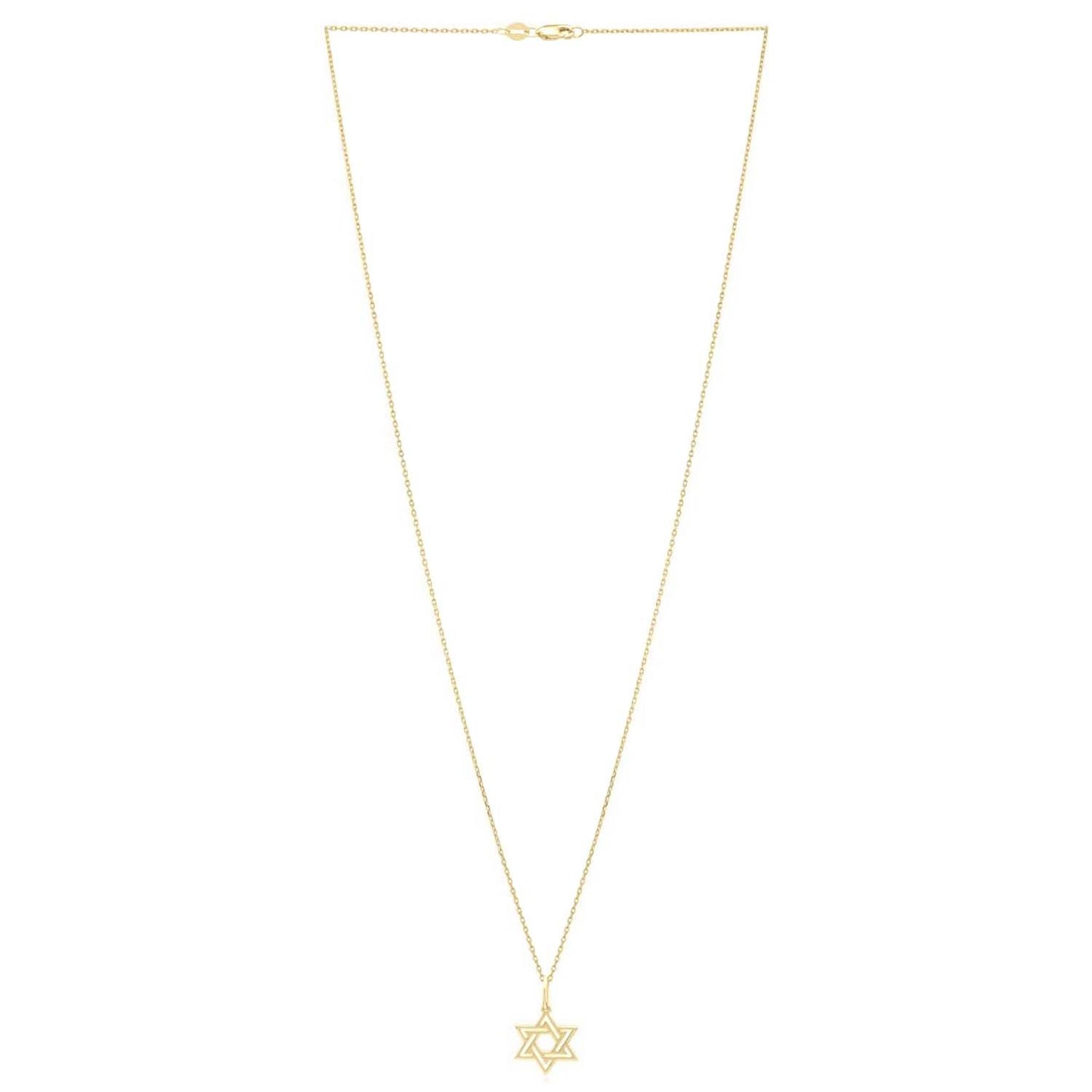Real 14K Gold Star of David Pendant Necklace 18"