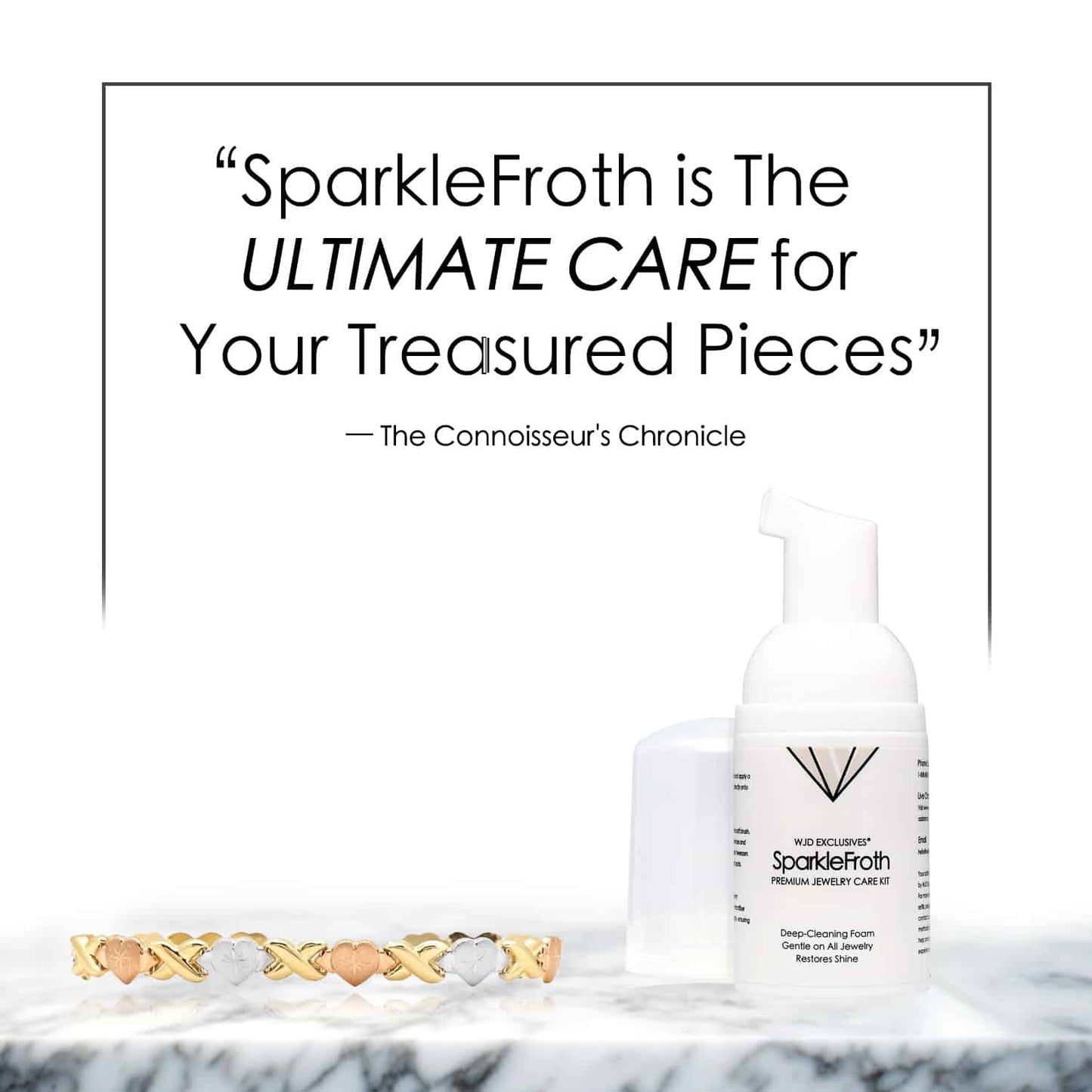 SparkleFroth Jewelry Cleaning Kit for Gold & Silver Brush Tweezers Non-Toxic