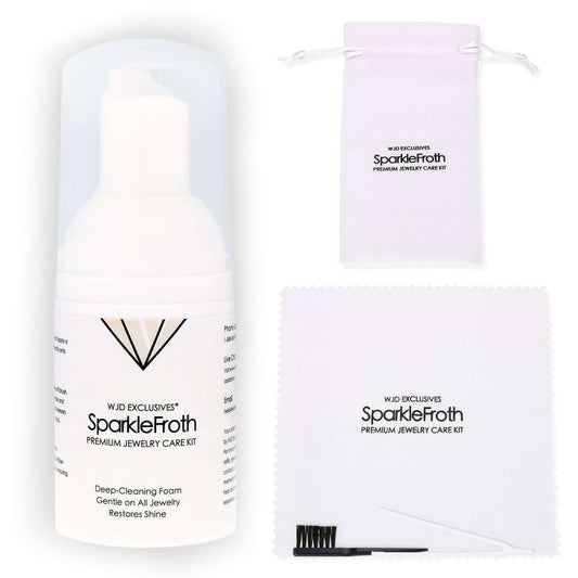 SparkleFroth Jewelry Cleaning Kit for Gold & Silver Brush Tweezers Non-Toxic