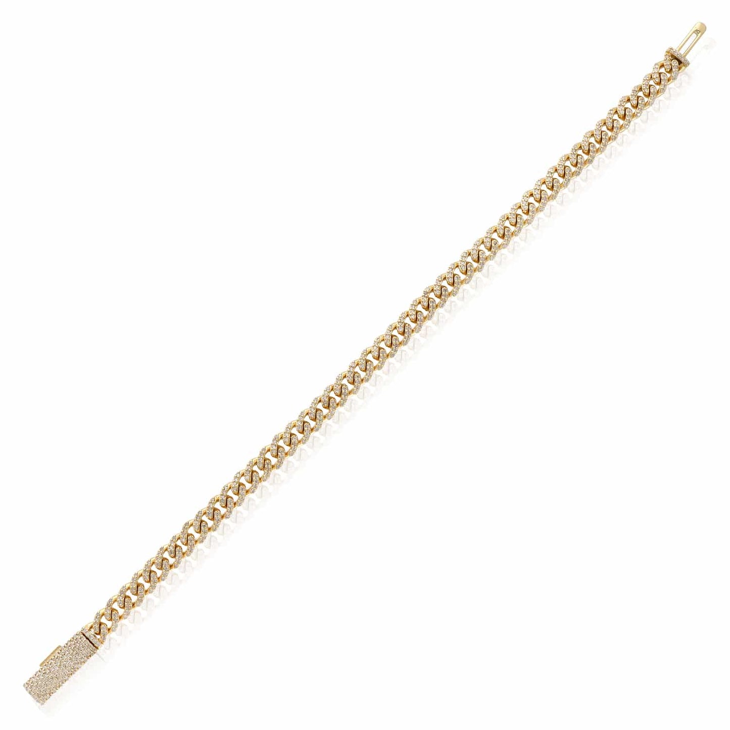2.20CTW Real Diamond 10K Gold Yellow White Two-Tone 6mm Cuban Bracelet 7.5"