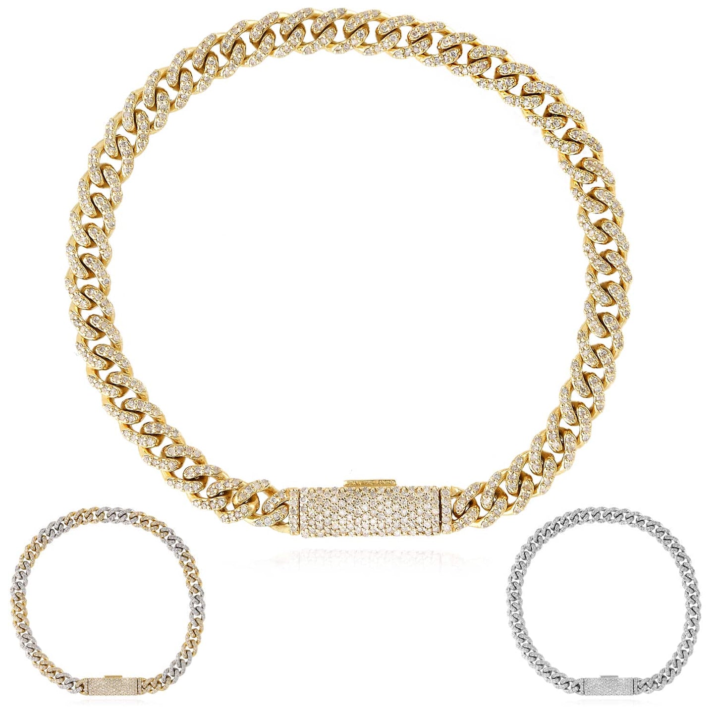 2.20CTW Real Diamond 10K Gold Yellow White Two-Tone 6mm Cuban Bracelet 7.5"