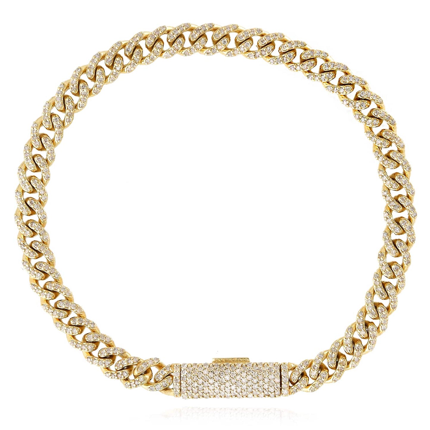 2.20CTW Real Diamond 10K Gold Yellow White Two-Tone 6mm Cuban Bracelet 7.5"