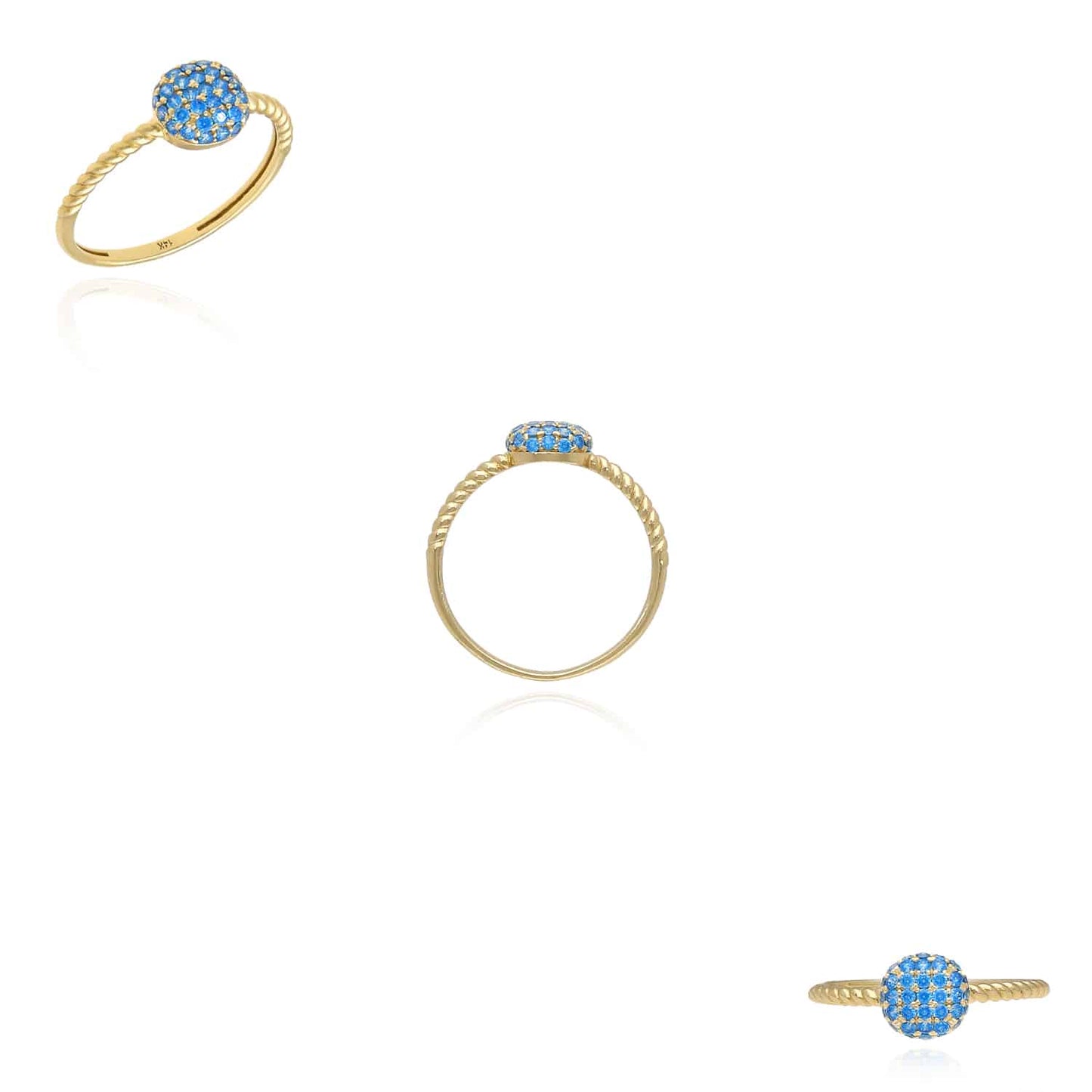 0.35CTW CZ 14K Real Gold Yellow Multiple Colors Cocktail Ring