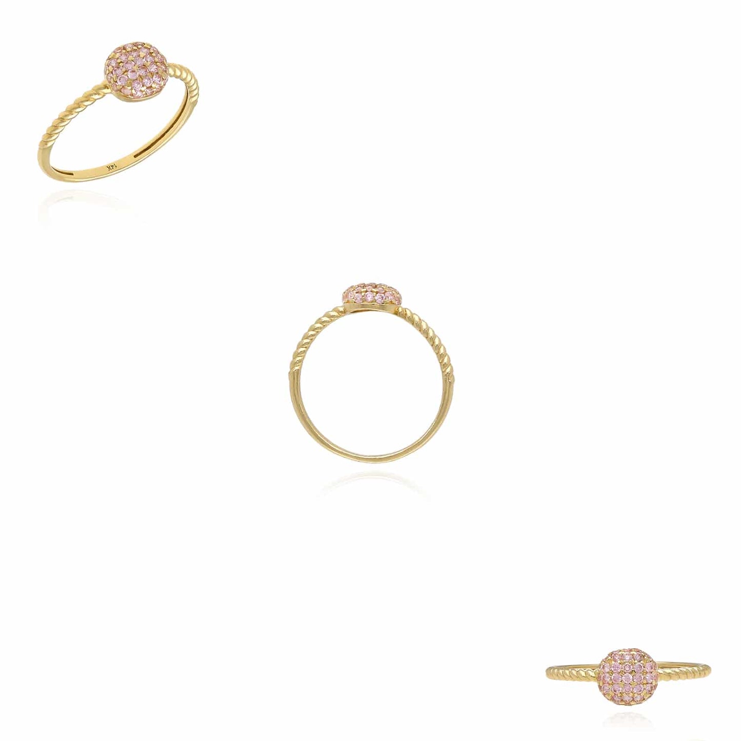 0.35CTW CZ 14K Real Gold Yellow Multiple Colors Cocktail Ring