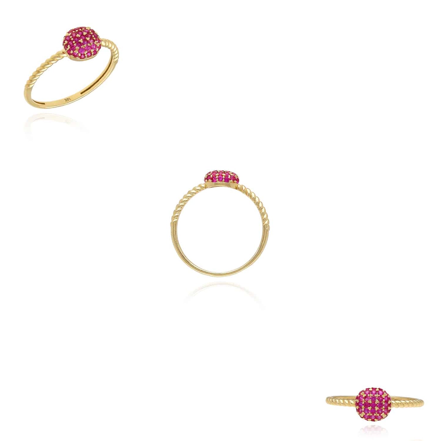 0.35CTW CZ 14K Real Gold Yellow Multiple Colors Cocktail Ring