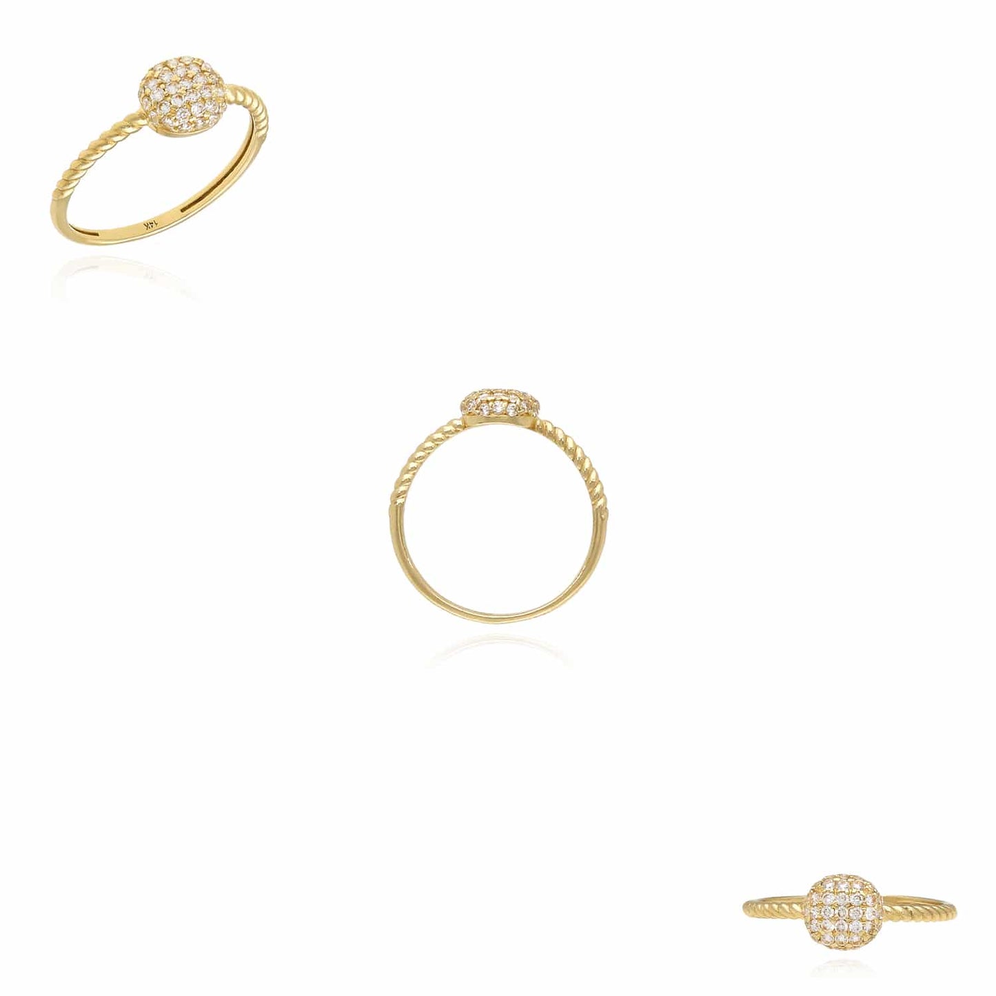 0.35CTW CZ 14K Real Gold Yellow Multiple Colors Cocktail Ring