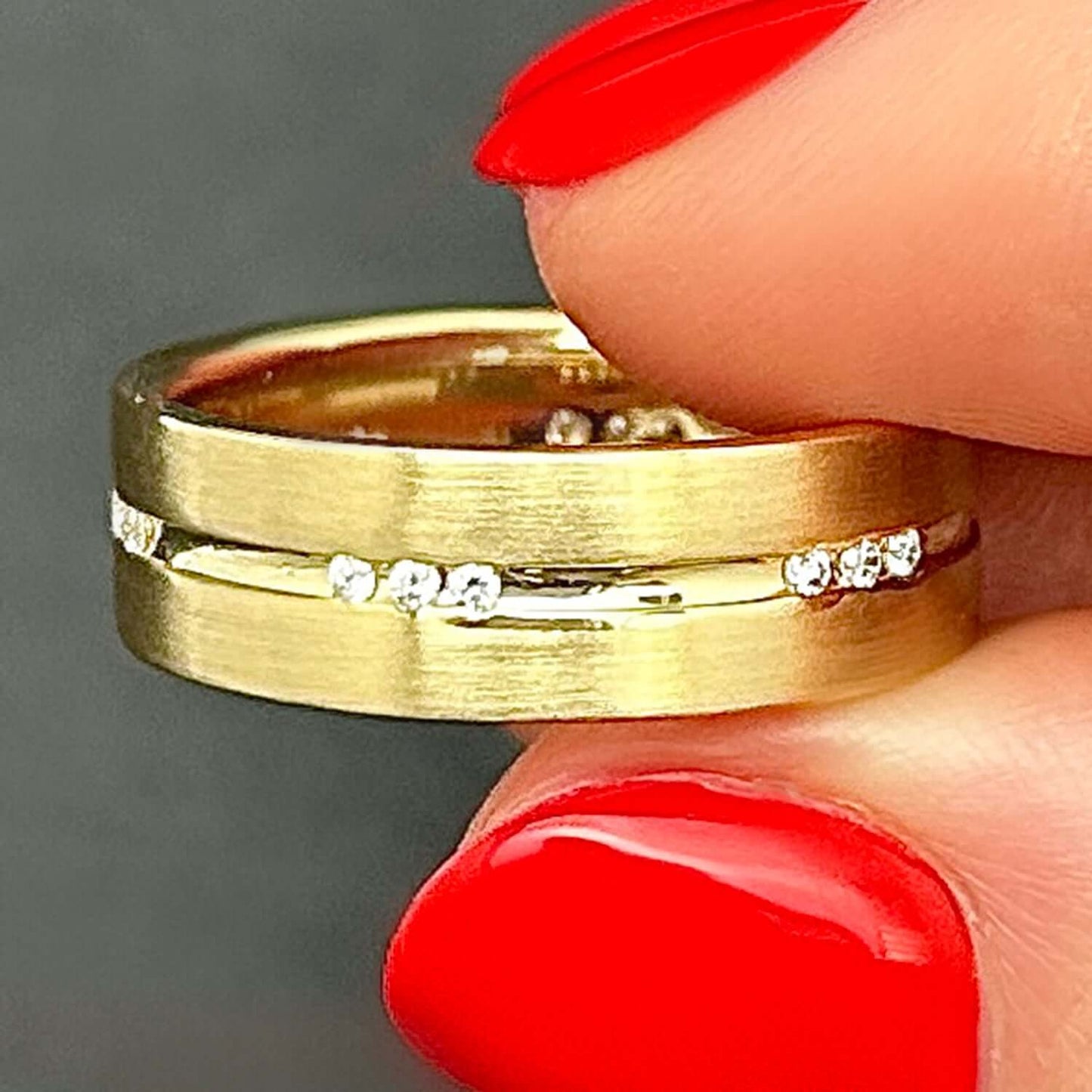 0.45CTW Real Diamond 7mm 14K Real Gold Yellow Wedding Band