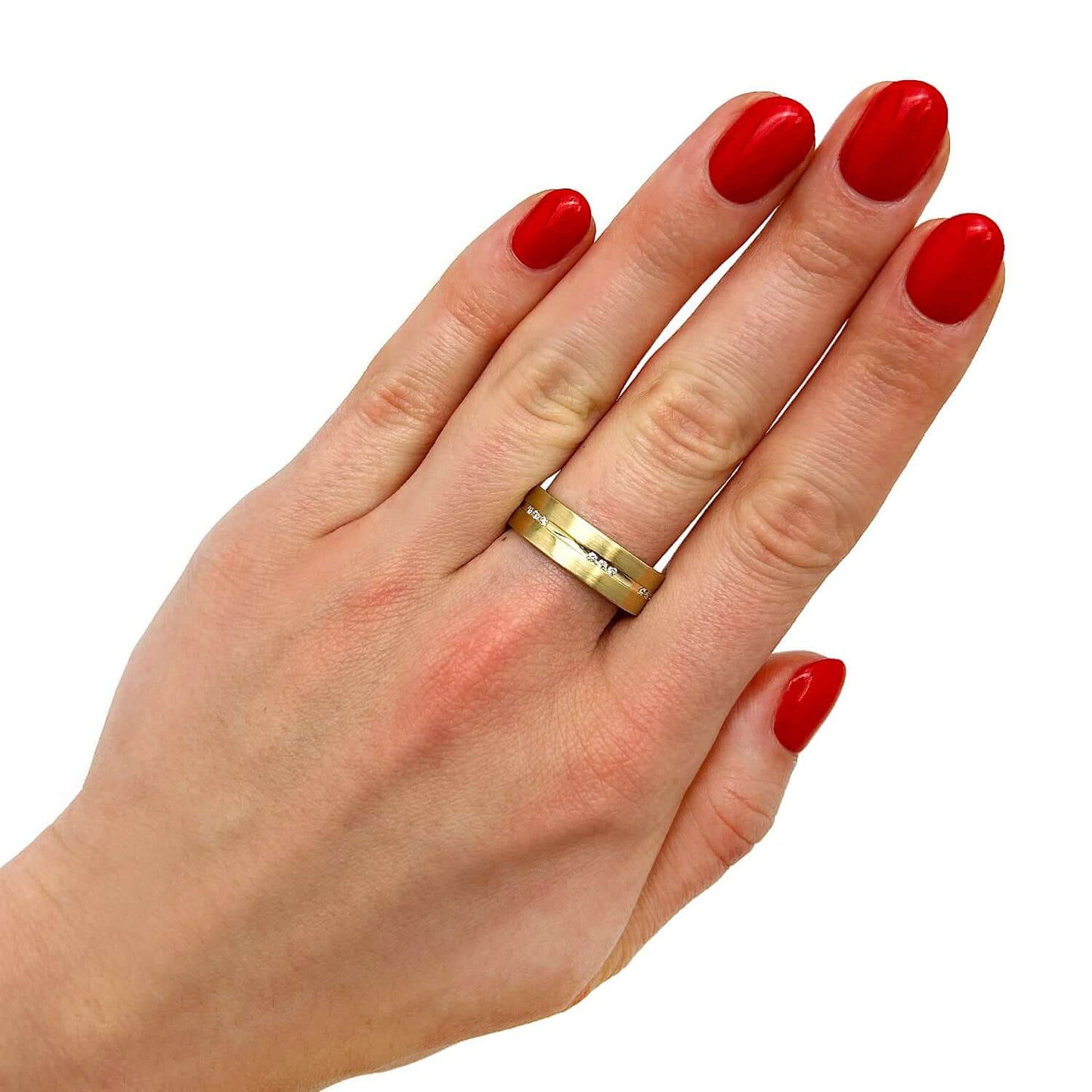0.45CTW Real Diamond 7mm 14K Real Gold Yellow Wedding Band