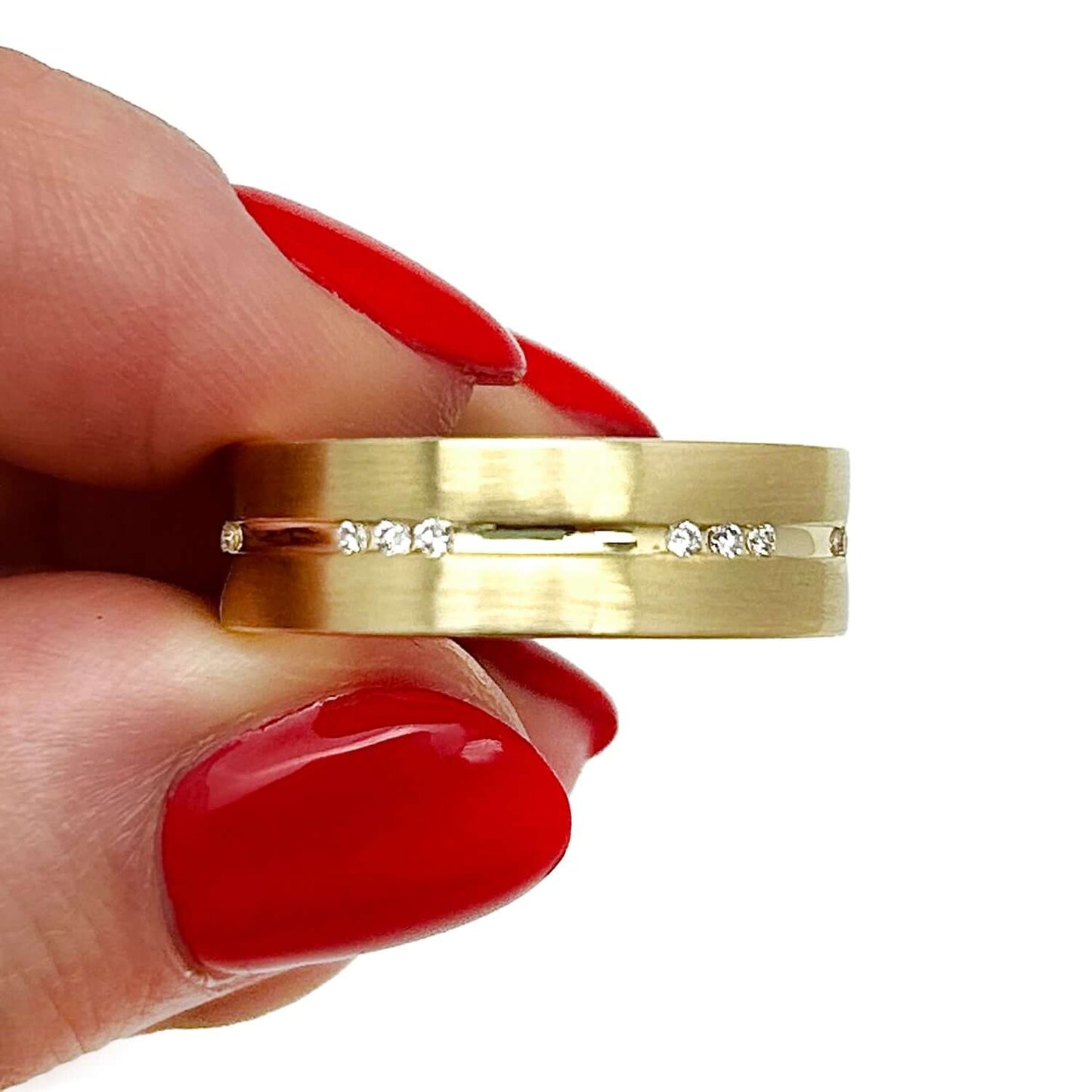 0.45CTW Real Diamond 7mm 14K Real Gold Yellow Wedding Band