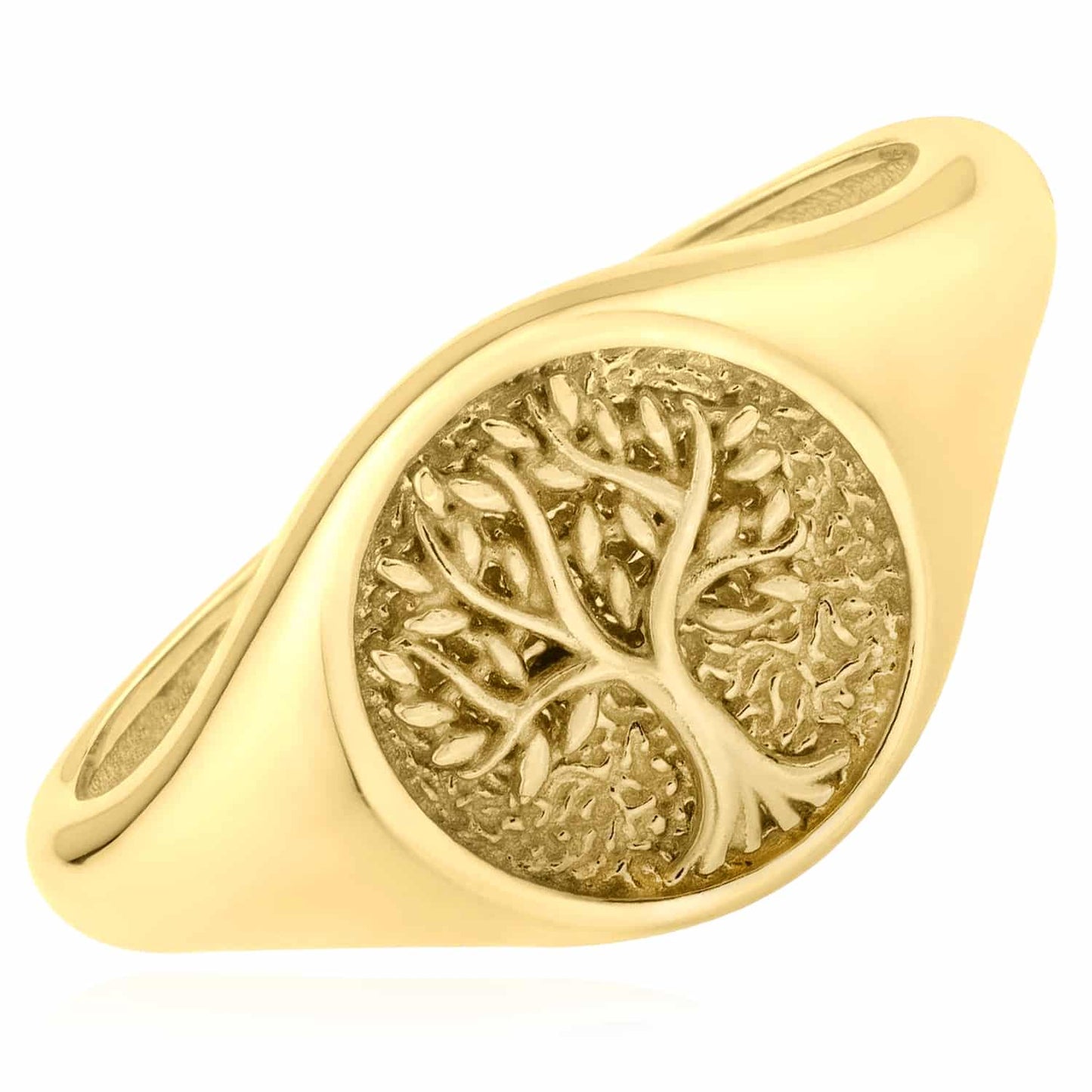 14K Real Gold Tree of Life Signet Ring