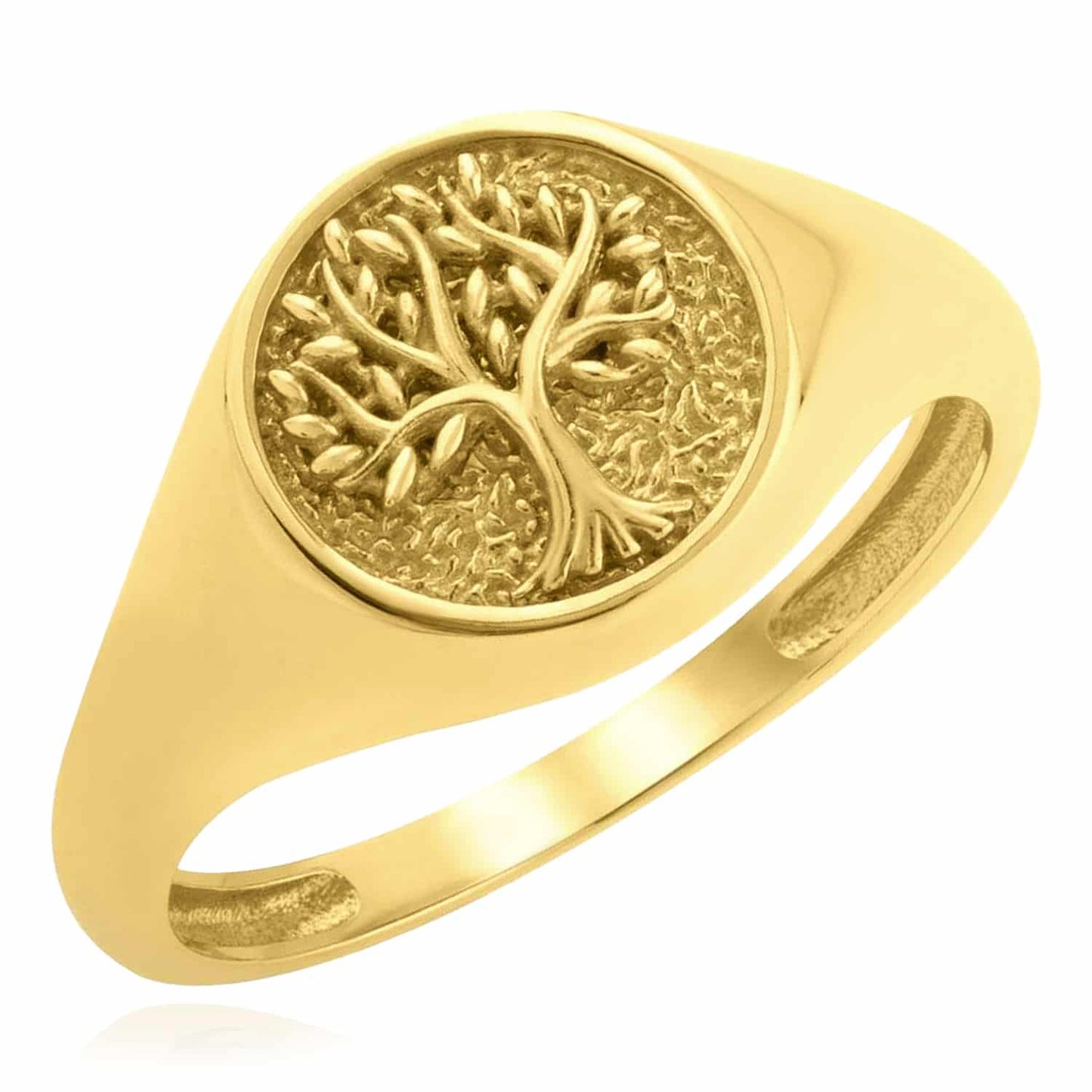 14K Real Gold Tree of Life Signet Ring