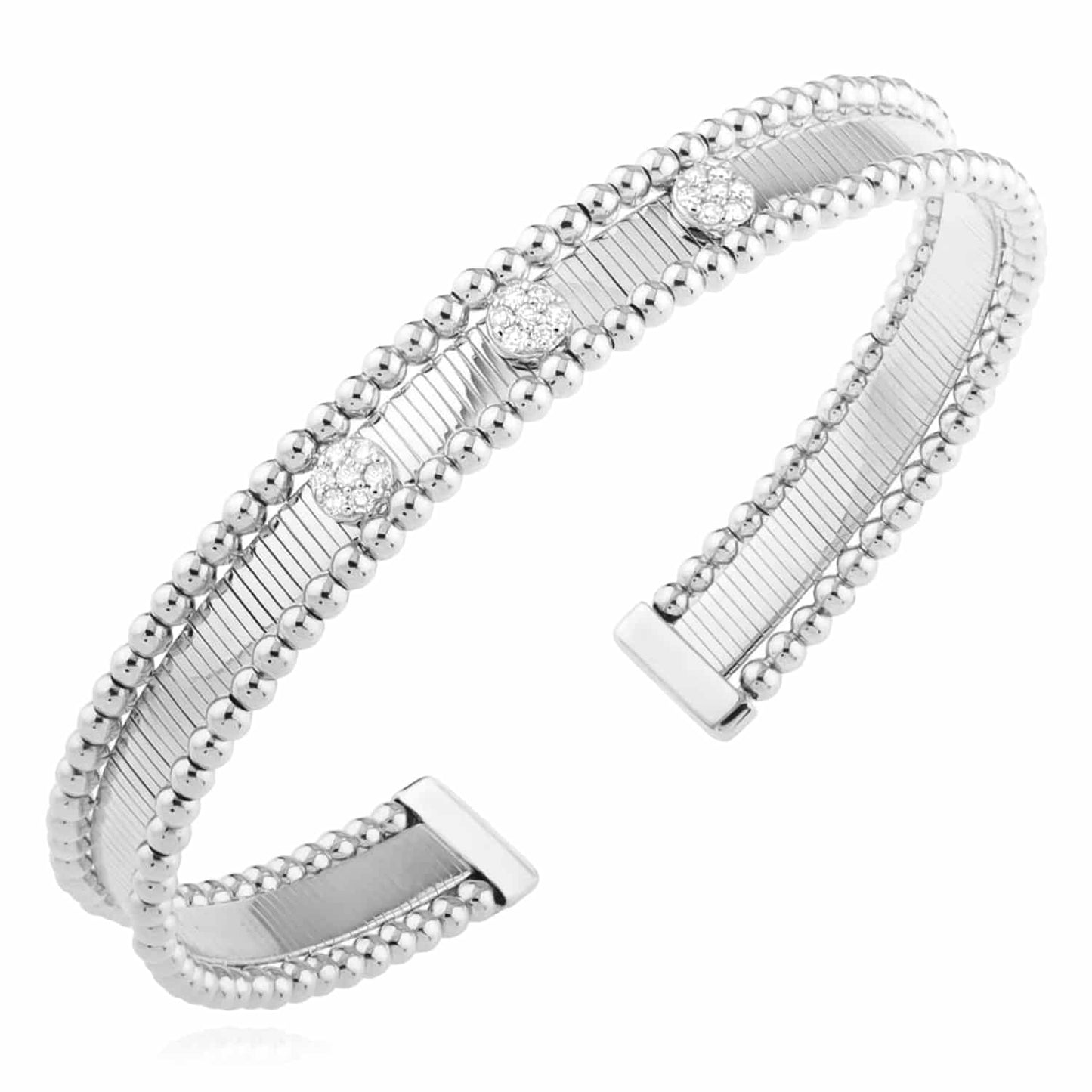 0.24CTW Real Diamond 14K Real Gold Yellow White 9mm Wide Bangle Bracelet