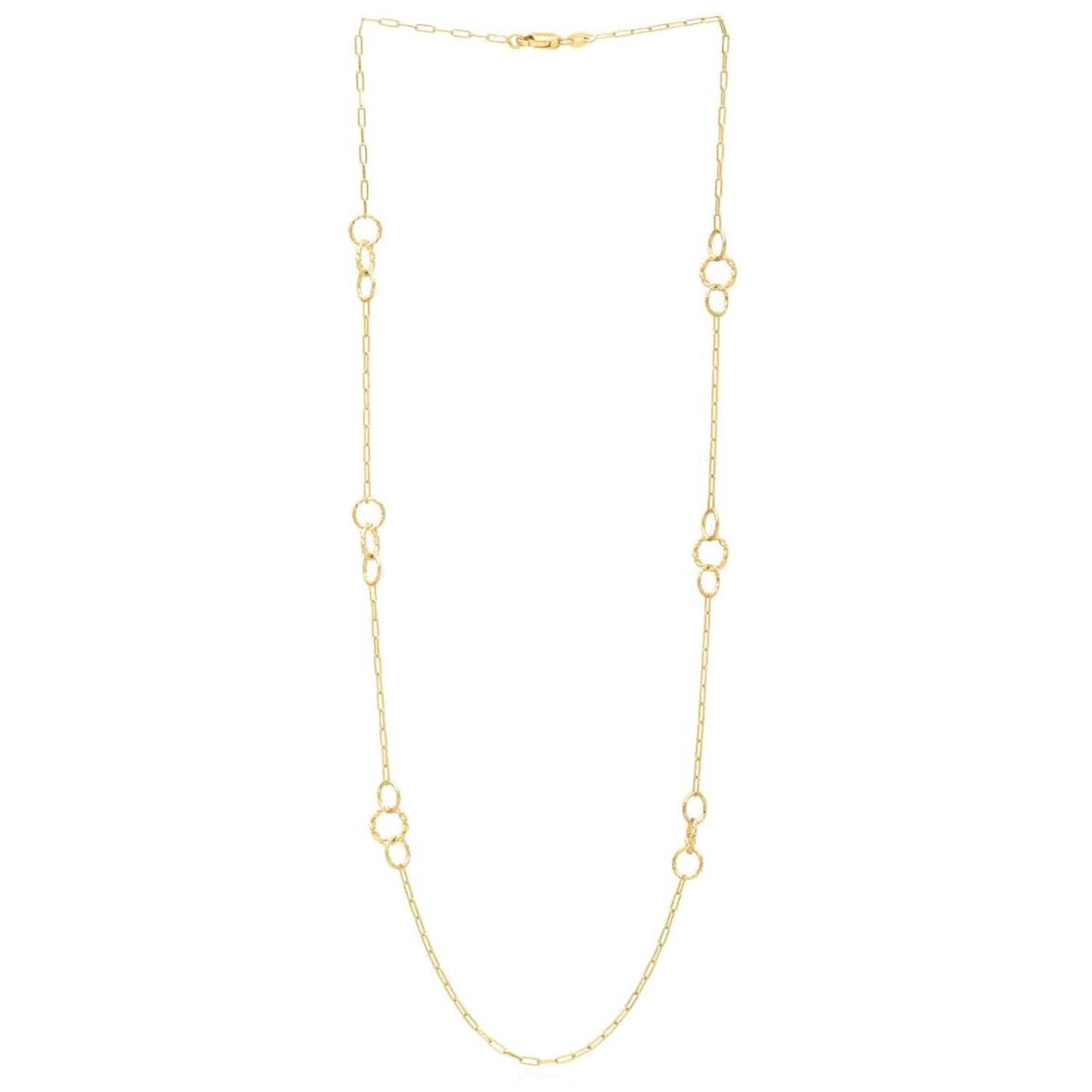 Solid 14K Real Gold Twisted Link Paperclip Necklace 16" 18" 24"