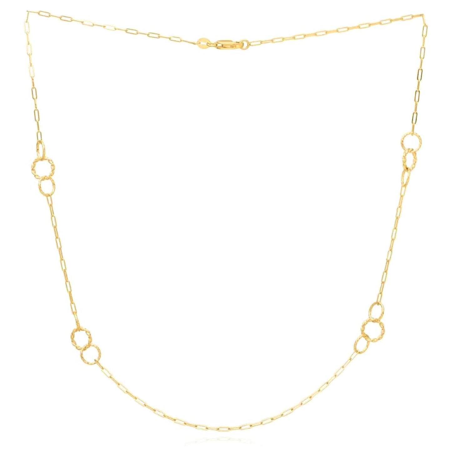 Solid 14K Real Gold Twisted Link Paperclip Necklace 16" 18" 24"