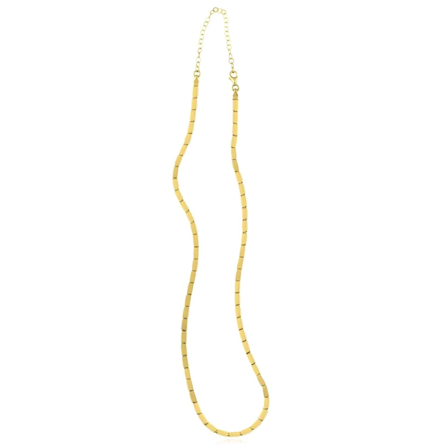 14K Real Gold 3.3mm Brick Necklace 16"-18" Adjustable