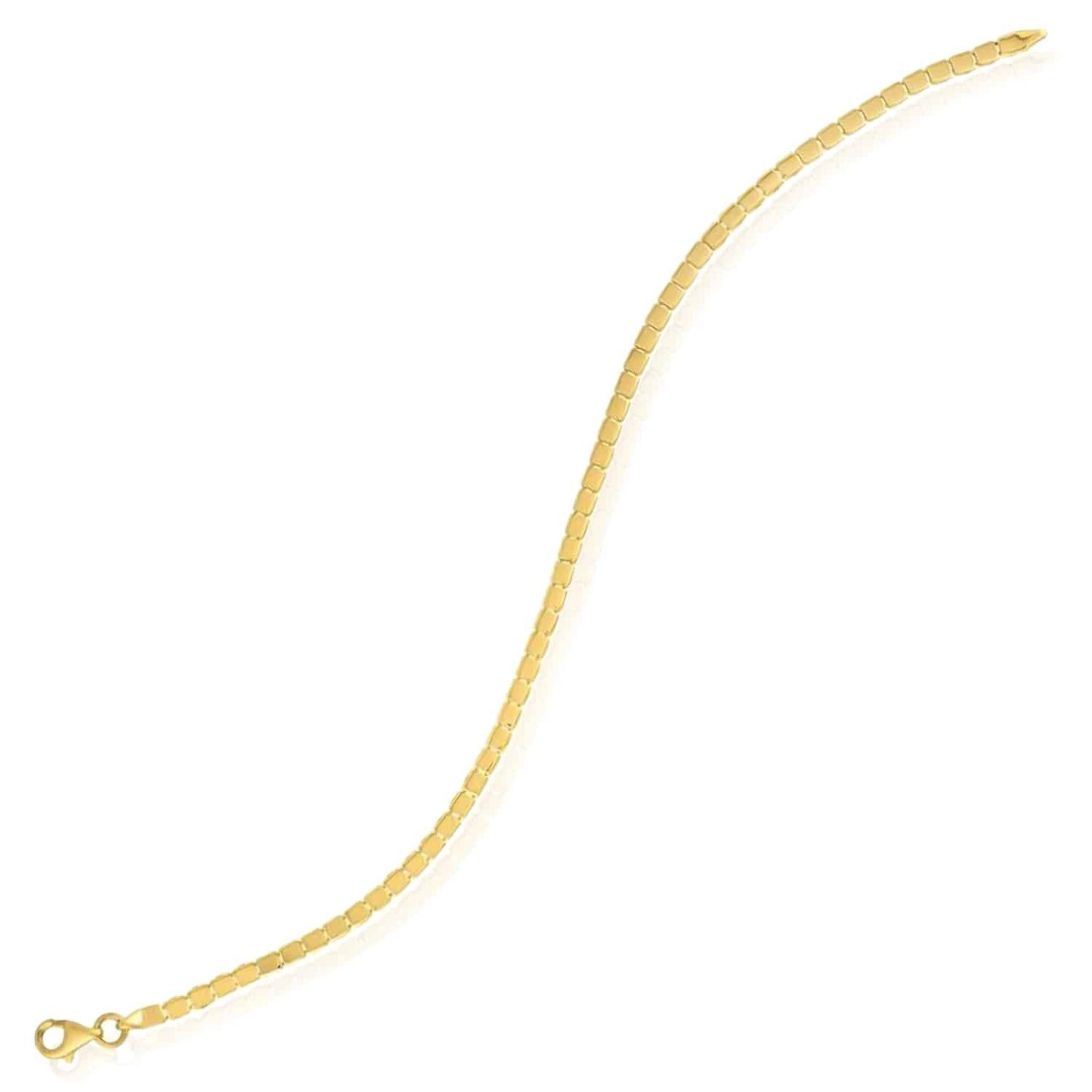 14K Real Gold Yellow 2.6mm Mini Cube Bracelet 7" Adjustable