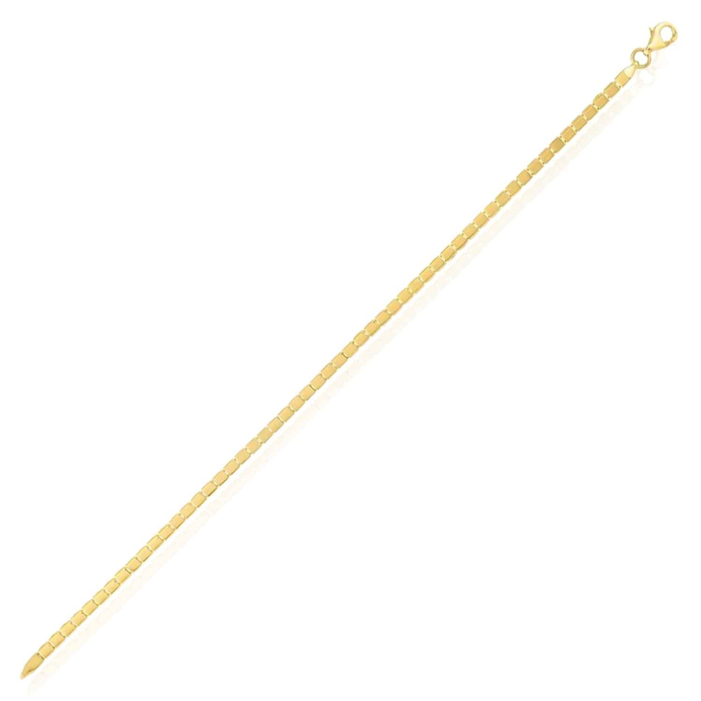 14K Real Gold Yellow 2.6mm Mini Cube Bracelet 7" Adjustable