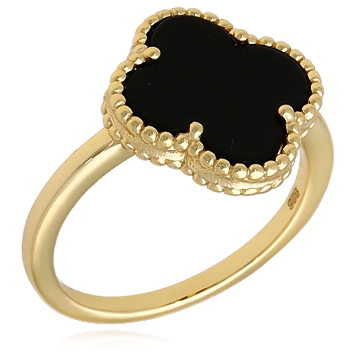 Gold Over Silver Pink, MOP, Black Onyx, White MOP, Malachite, Carnelian Clover Ring