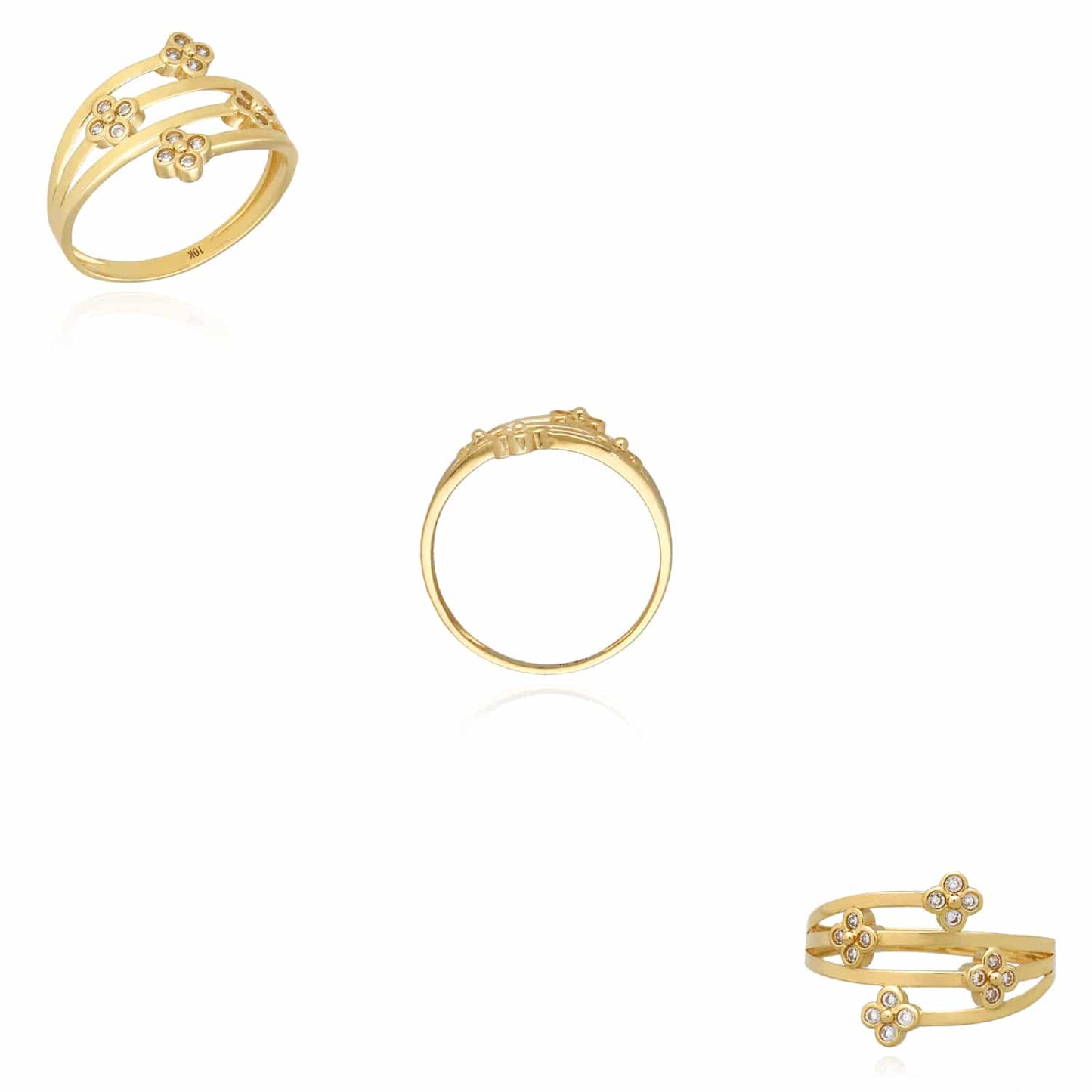 0.40CTW CZ 10K Gold Yellow Flower Cocktail Ring