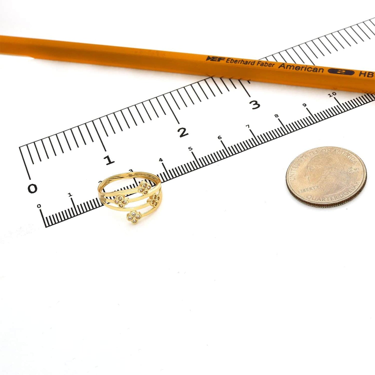 0.40CTW CZ 10K Gold Yellow Flower Cocktail Ring