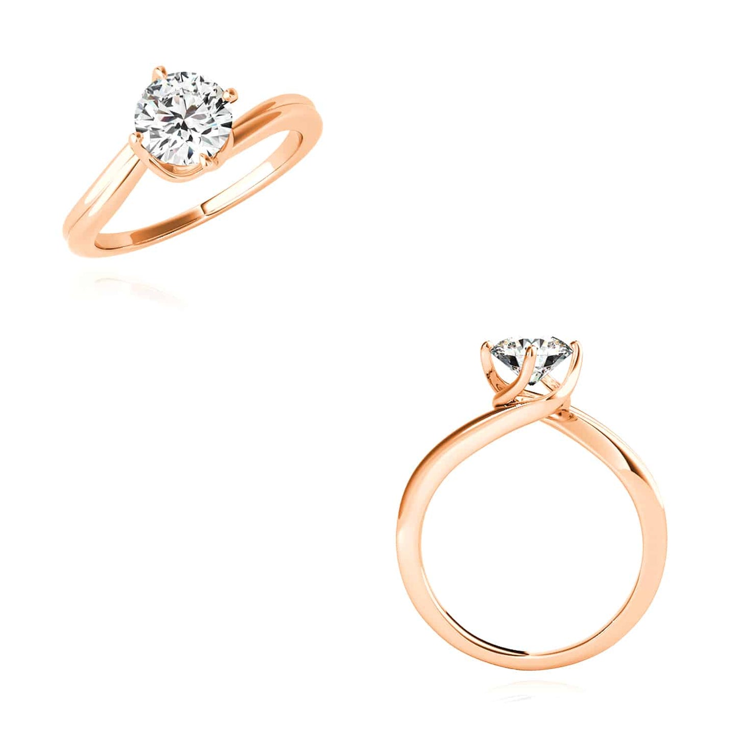 1CT Charles & Colvard Forever One Moissanite 14K Real Gold Rose Engagement Ring