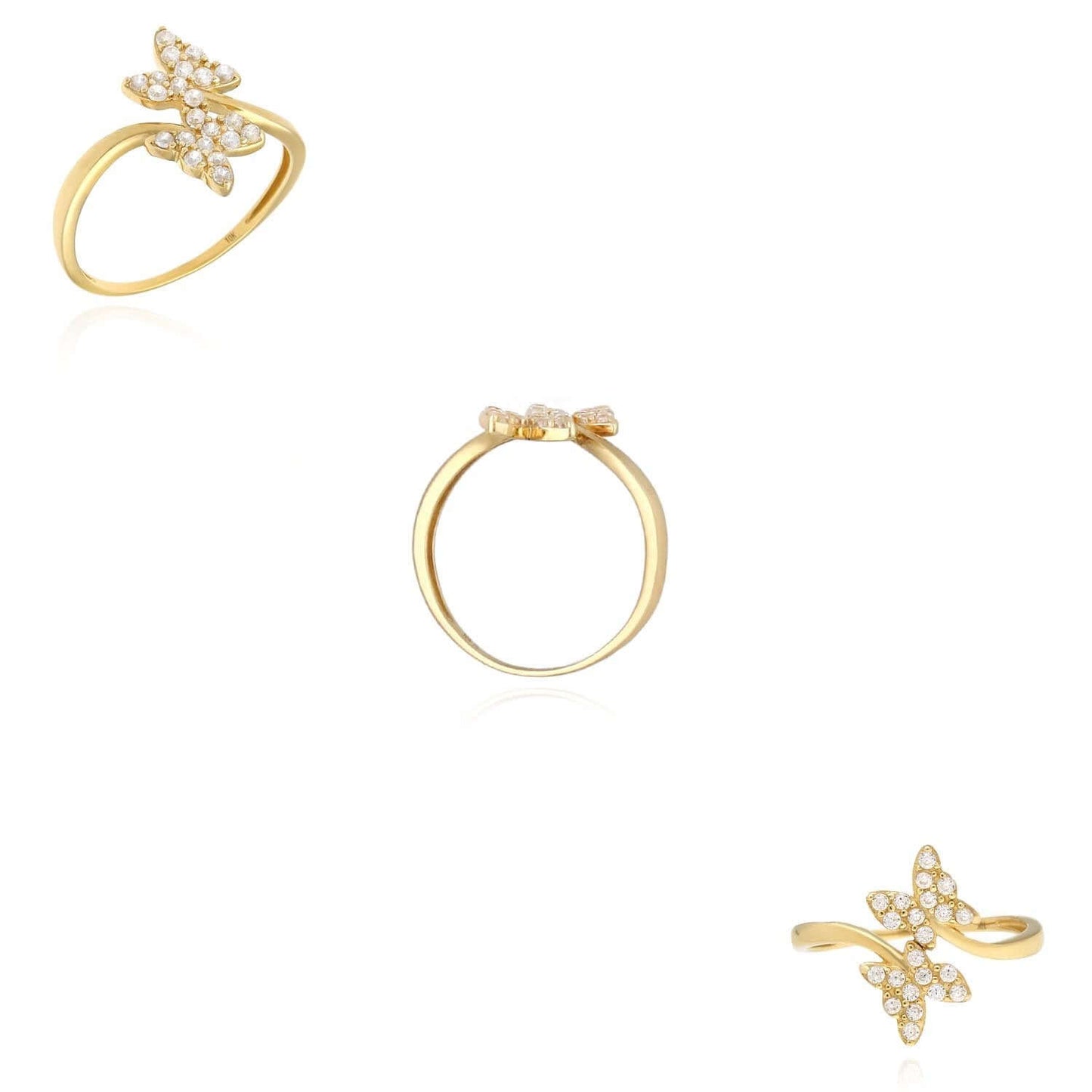 10K Gold Yellow 0.6CTW CZ Butterfly Cocktail Ring