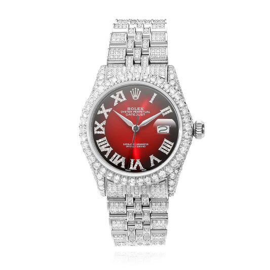 Rolex Datejust Custom Diamond Jubilee Band Diamond Dial Bezel Ruby 36mm Watch