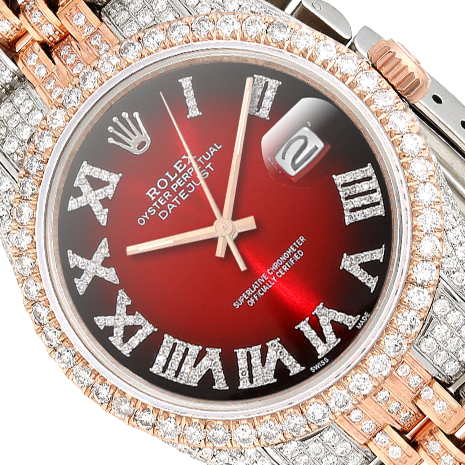 Rolex Datejust 12CTW Natural Diamond Stainless Steel White Rose 