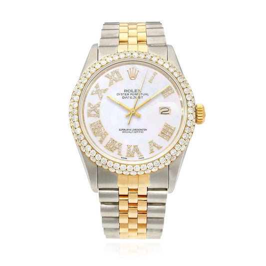 Rolex Datejust Jubilee Band Custom Diamond Bezel White Gold Dial 36mm Watch