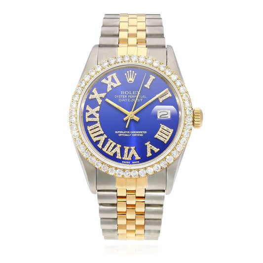 Rolex Datejust Jubilee Band 4.50Ct Natural Diamond Bezel Blue Dial 36mm Watch