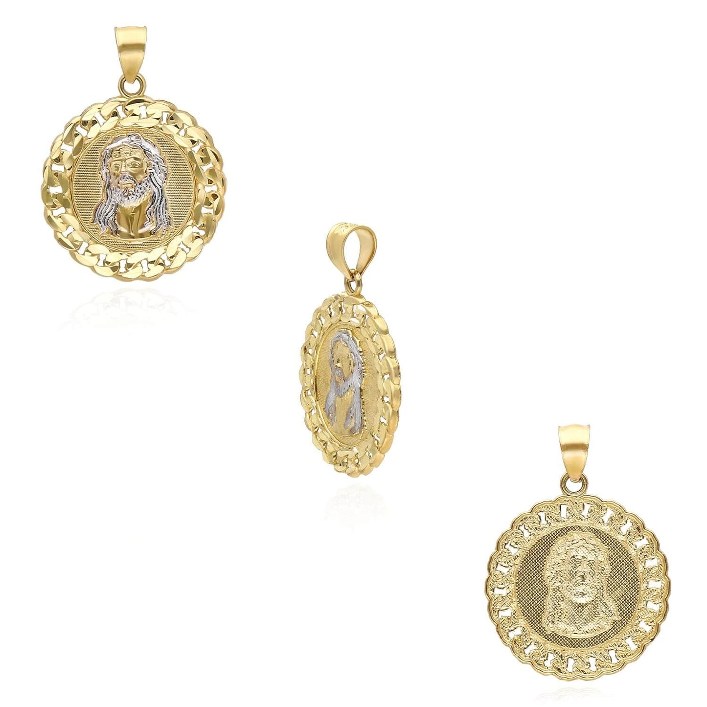 10K Gold Yellow White Two-Tone Jesus Pendant 1.1"